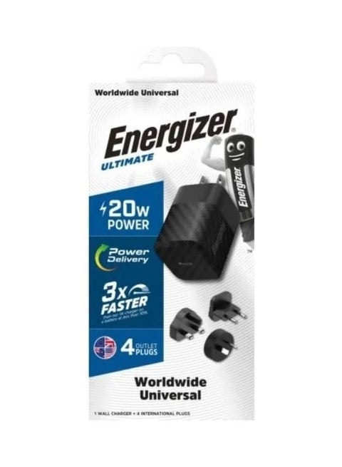 Ultimate Power Delivery Type-C Adapter, 20 Watts, 4 Plugs Black