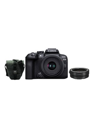 كاميرا EOS R10 بدون مرآة + عدسة RF-S مقاس 18-45 مم F4.5-6.3 IS STM مع حقيبة حافظة HL110 رمادي + محول التركيب EF-EOS R - v1687420892/N53416281A_1