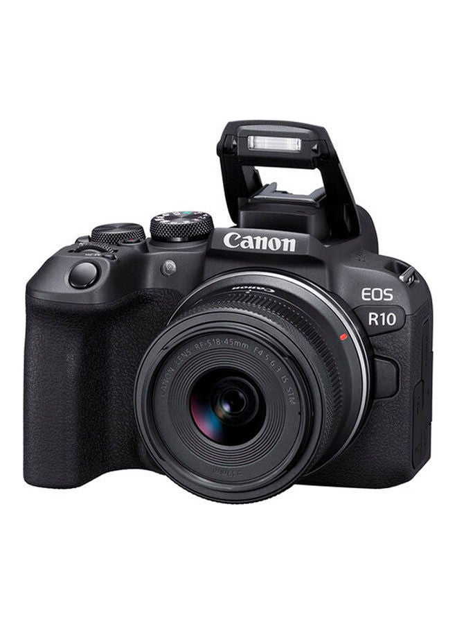 كاميرا EOS R10 بدون مرآة + عدسة RF-S مقاس 18-45 مم F4.5-6.3 IS STM مع حقيبة حافظة HL110 رمادي + محول التركيب EF-EOS R
