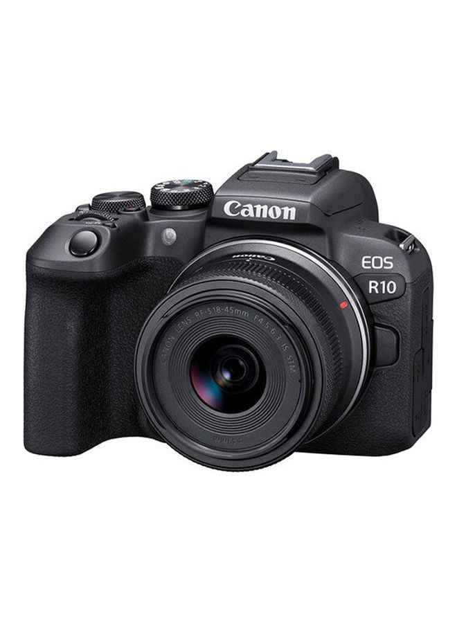 كاميرا EOS R10 بدون مرآة + عدسة RF-S مقاس 18-45 مم F4.5-6.3 IS STM مع حقيبة حافظة HL110 رمادي + محول التركيب EF-EOS R