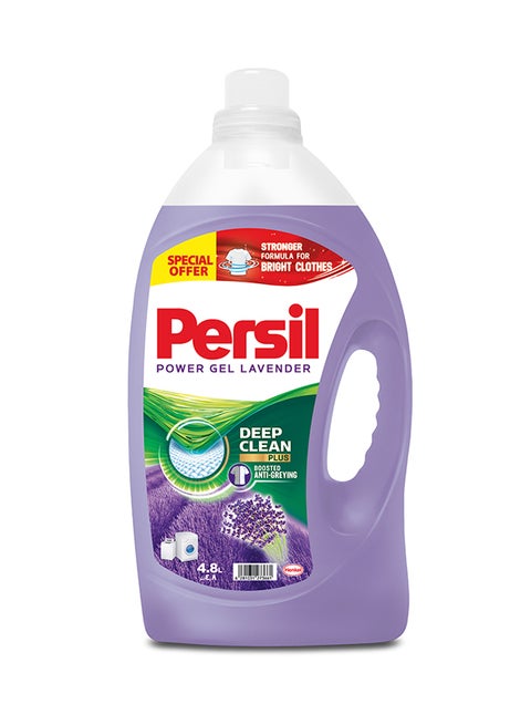 Power Gel Liquid Laundry Detergent With Deep Clean Technology Lavender 4.8Liters