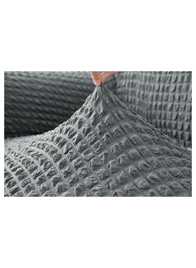 Fabienne 7 Seater (3+2+1+1) Super Stretchable Anti-Wrinkle Slip Resistant Sofa Cover Set Grey 110x470cm  - Image 3
