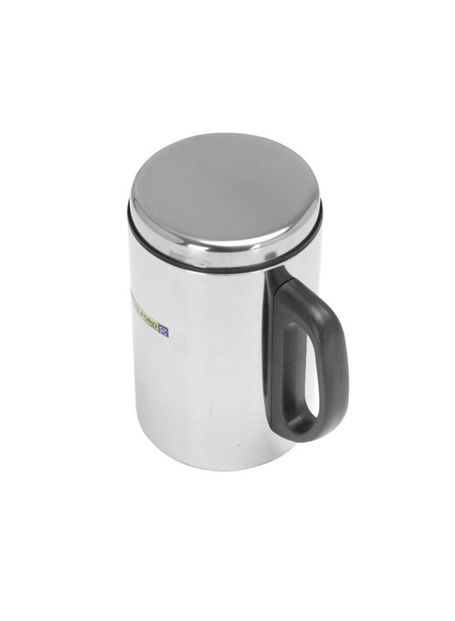 Royalford Mug With Lid Double Wall Stainless Steel 350Ml 9X9.5X13Cm Hot Cold Multicolor Silver  - Image 2