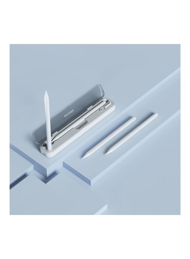 porodo - Wireless Charging And Storage For Pencil 1 And 2 Case 570mAh/3.85Vdc/2.194Wh Battery With Built-In Magnet And LED Indicator White - Image 1