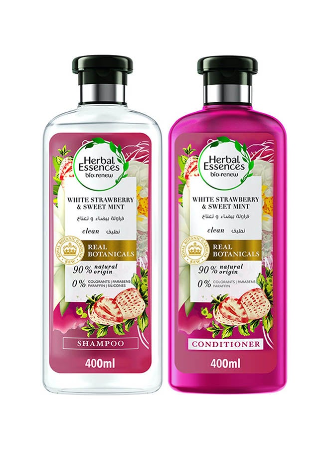 Herbal Essences White Strawberry And Sweet Mint Renew Natural Shampoo With Conditioner 400ml Pack of 2  - Image 1