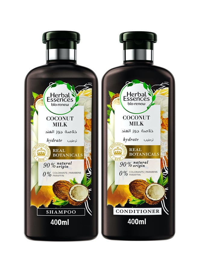 هربل إيسنسز - شامبو وبلسم رينيو الطبيعي بحليب جوز الهند لترطيب الشعر 400ml Pack of 2 - Image 1