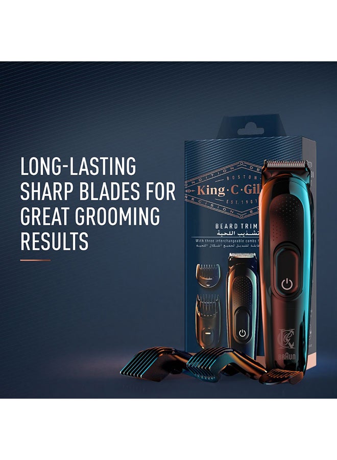 Gillette - King C Beard Trimmer Kit With Lifetime Sharp Blades And 3 Interchangeable Combs - Image 1