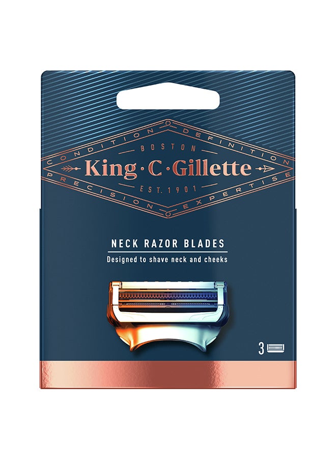 Gillette Pack of 3 King C Neck Shaving Razor Blades With Skin Guard  - Image 1