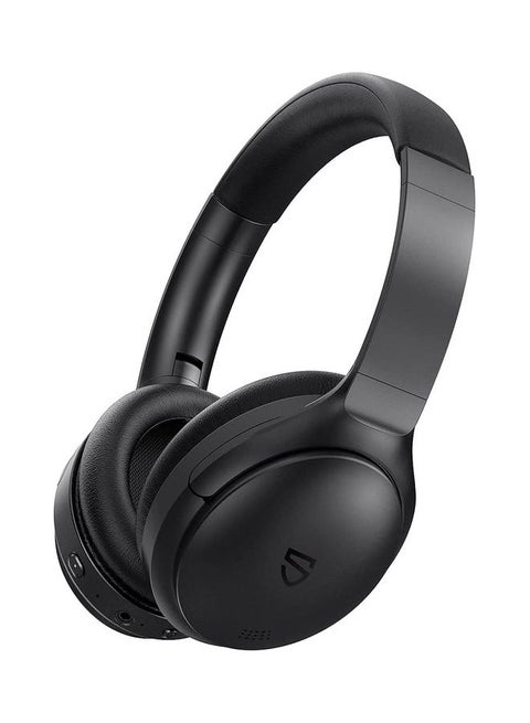 A6 Hybrid Active Noise Cancelling Bluetooth Earphones Over Ear Headphones, 38 Hours Playtime(ANC Off), USB-C Quick Charge, Foldable Design Black