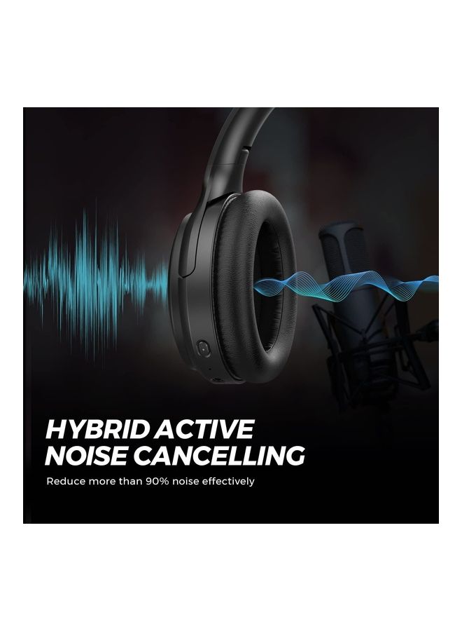 SoundPEATS - A6 Hybrid Active Noise Cancelling Bluetooth Earphones Over Ear Headphones, 38 Hours Playtime(ANC Off), USB-C Quick Charge, Foldable Design Black - Image 1