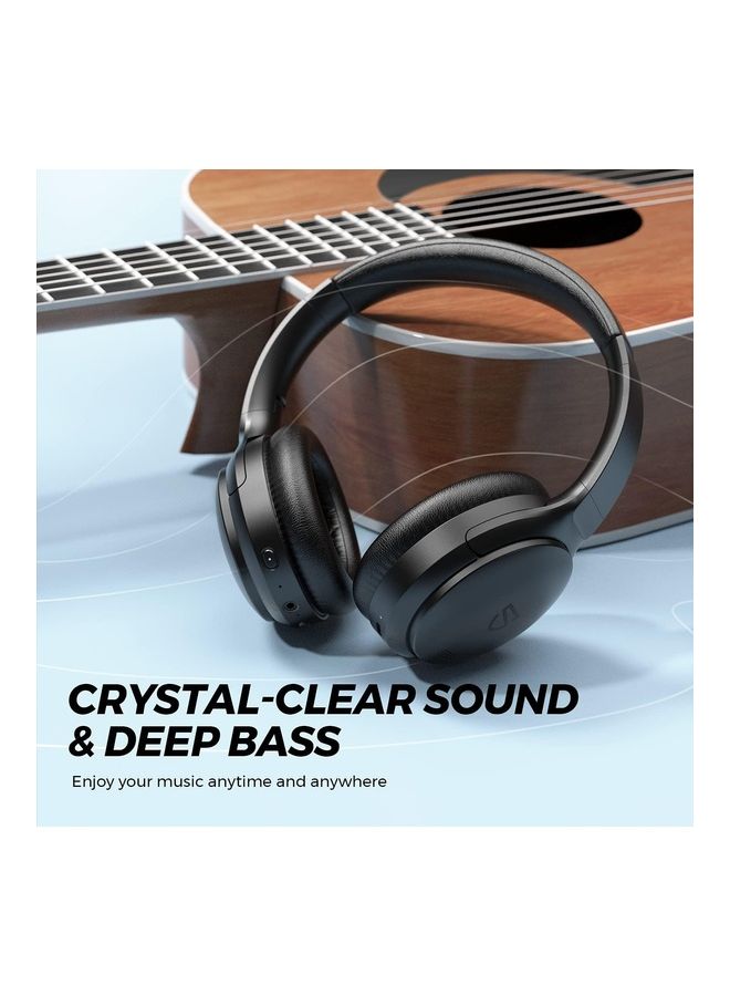 SoundPEATS - A6 Hybrid Active Noise Cancelling Bluetooth Earphones Over Ear Headphones, 38 Hours Playtime(ANC Off), USB-C Quick Charge, Foldable Design Black - Image 1