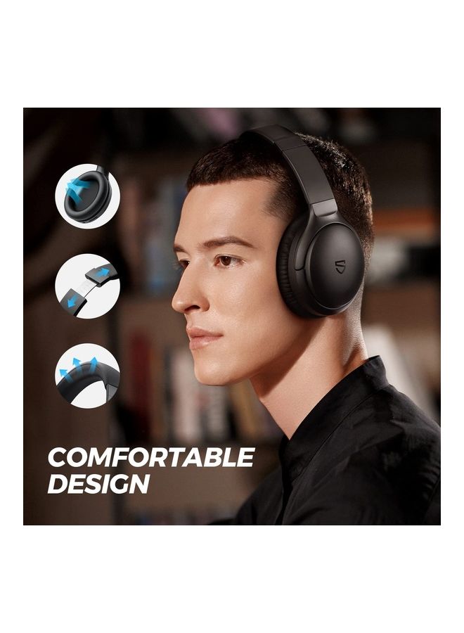 SoundPEATS - A6 Hybrid Active Noise Cancelling Bluetooth Earphones Over Ear Headphones, 38 Hours Playtime(ANC Off), USB-C Quick Charge, Foldable Design Black - Image 1