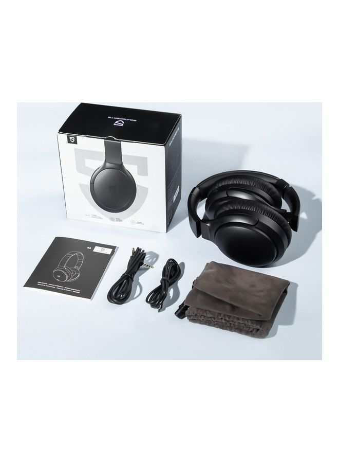 SoundPEATS - A6 Hybrid Active Noise Cancelling Bluetooth Earphones Over Ear Headphones, 38 Hours Playtime(ANC Off), USB-C Quick Charge, Foldable Design Black - Image 1