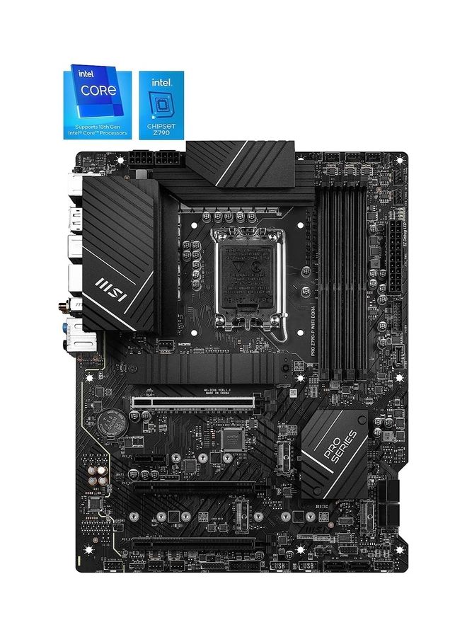 MSI - Pro Z790-P Wifi Ddr4 Motherboard Atx - Supports Intel Core 12/13Th Gen Processors, Lga 1700, Ddr4 Boost 5333+Mhz/Oc, 1 X Pcie 5.0 X16, 1 X Pcie 4.0 X16, 4 X M.2 Gen4, 2.5Gbps Lan, Wi-Fi 6E Black - Image 1