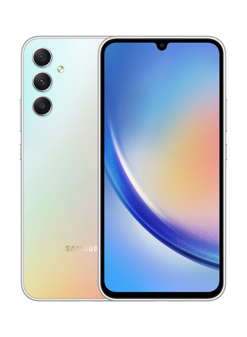 سامسونج - هاتف Galaxy A34 ثنائي الشريحة باللون الفضي الرائع وذاكرة الوصول العشوائي (RAM) سعة 8 جيجابايت وذاكرة تخزين داخلية 128 جيجابايت ويدعم تقنية 5G - إصدار الشرق الأوسط - Image 1