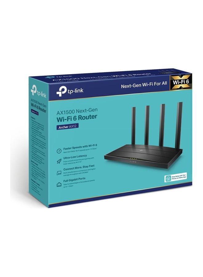 Next-Gen Wi-Fi 6 AX1500 Mbps Gigabit Dual Band Wireless Router, WPA3 Security, Ideal for Gaming Xbox/PS4/Steam and 4K, Plug and Play (Archer AX12) Black - v1687591844/N53416802A_4