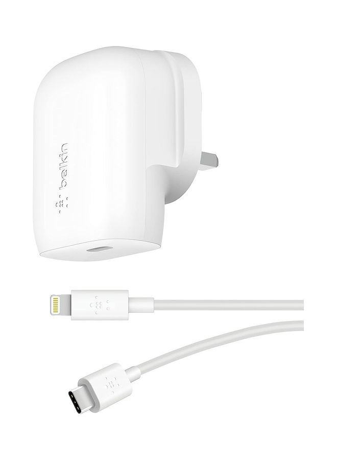 belkin - Boost Charge Pro USB-C Wall Charger 20W With USB-C To Lightning Cable 1.2M White - Image 1
