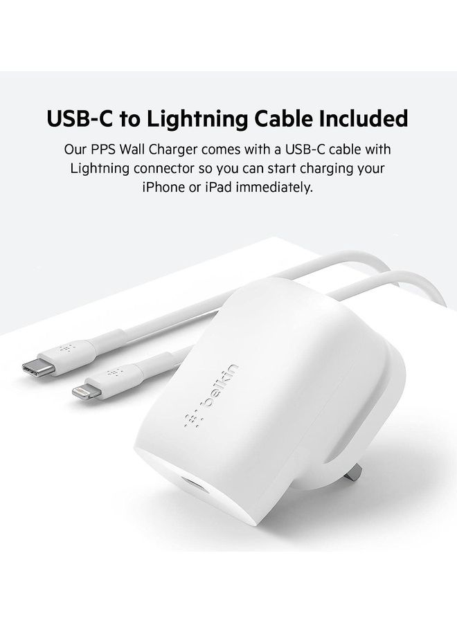 belkin - Boost Charge Pro USB-C Wall Charger 20W With USB-C To Lightning Cable 1.2M White - Image 1