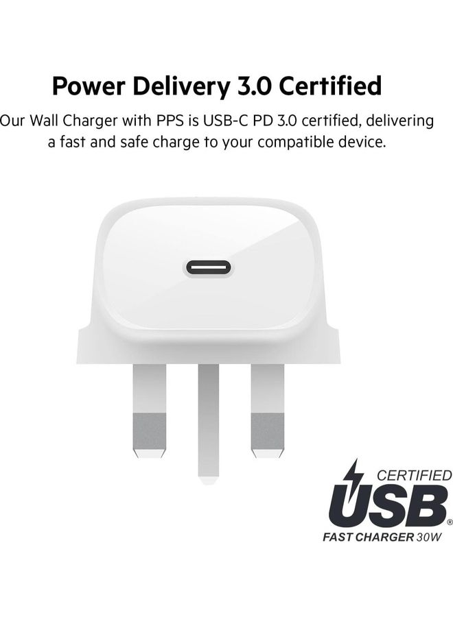 belkin - Boost Charge Pro USB-C Wall Charger 20W With USB-C To Lightning Cable 1.2M White - Image 1
