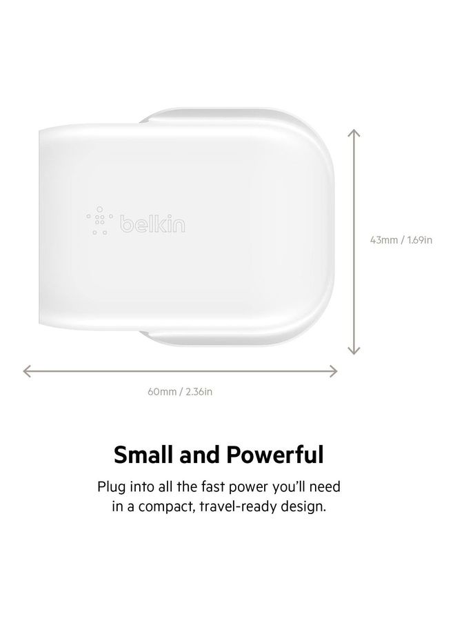 belkin - Boost Charge Pro USB-C Wall Charger 20W With USB-C To Lightning Cable 1.2M White - Image 1