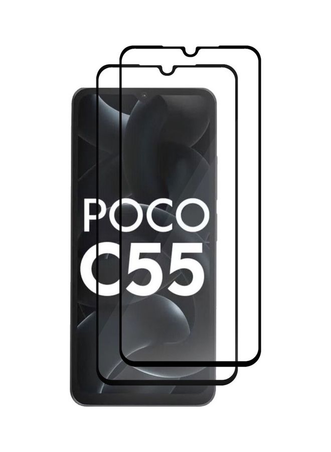 مارجون 2 Pack For Xiaomi Poco C55 Screen Protector Tempered Glass Full Glue Back Clear  - Image 2