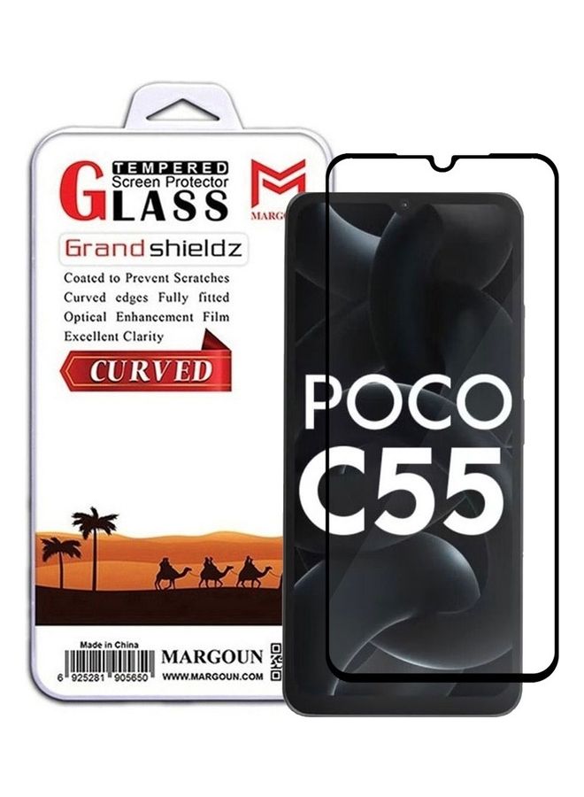 مارجون Xiaomi Poco C55 Screen Protector Tempered Glass Full Glue Back Clear  - Image 1