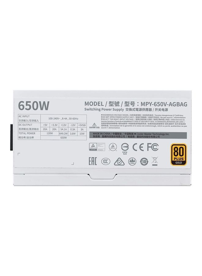 كولر ماستر V650 Gold Edition V2 وحدات كاملة، 650 وات، 80+ ذهبي، تشغيل شبه بدون مروحة، كابلات 16Awg Pcie عالية الكفاءة  - Image 4