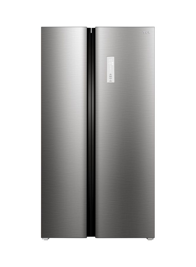 TCL Side By Side Refrigerator, Total No Frost 2 Door SBS Fridge, Inverter Compressor, LED Display With Touch Button Control, Interior LED Light, Super Cooling And Freezing Function P635SBSN Silver - Image 1