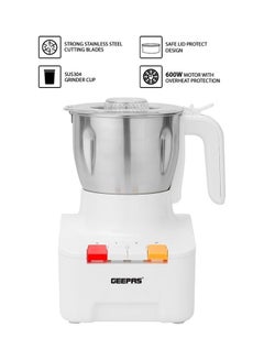 GEEPAS Coffee Grinder With Grinder Cup And Lid/Stainless Steel Blades 600 W GCG286NV White/Silver  - Image 1