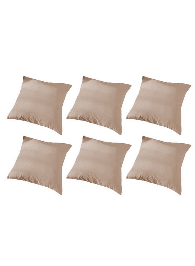 Kunzita 6 Piece Square Velvet Soft Cushion Set Beige - Image 1