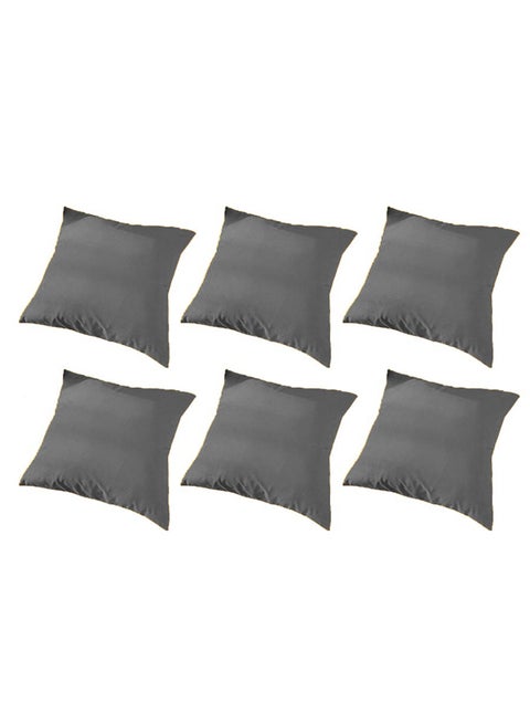 6 Piece Square Velvet Soft Cushion Set Dark Grey