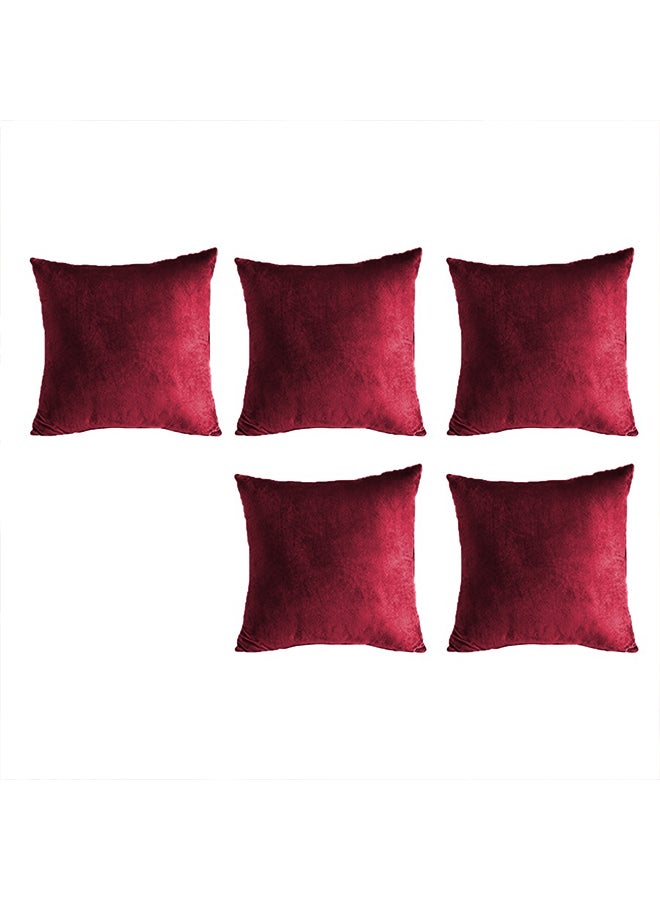 PENHALIGON'S 5 Piece Square Velvet Soft Cushion Set Burgundy 45x45cm  - Image 1