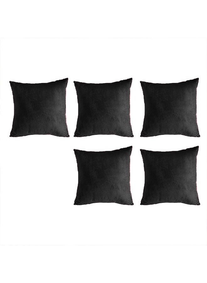 benefit 5 Piece Square Velvet Soft Cushion Set Black 45x45cm - Image 1