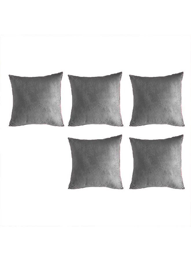 PENHALIGON'S 5 Piece Square Velvet Soft Cushion Set Grey 45x45cm 