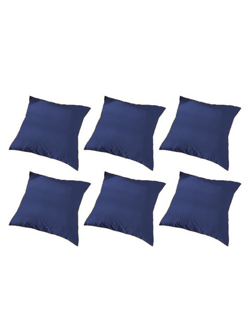 6 Piece Square Velvet Soft Cushion Set Dark Blue