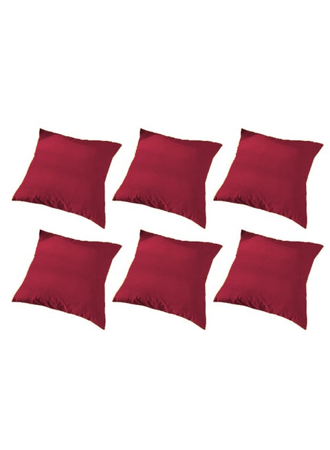 6 Piece Square Velvet Soft Cushion Set Burgundy