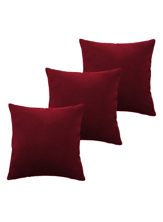 PENHALIGON'S 3 Piece Square Velvet Soft Cushion Set Burgundy 