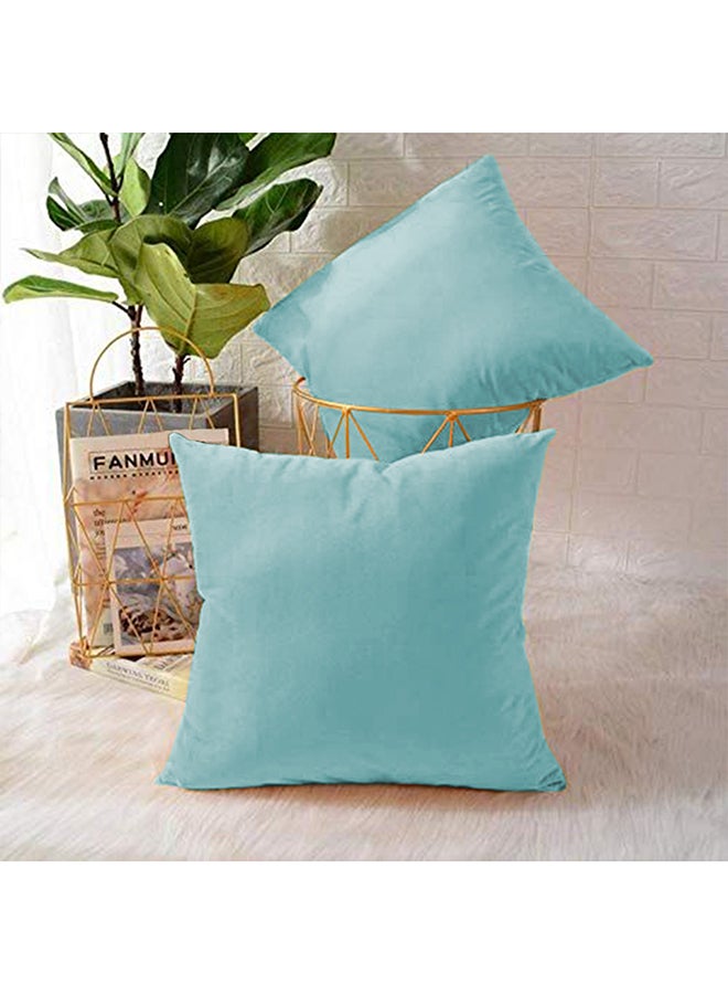 PENHALIGON'S - 4 Piece Square Velvet Soft Cushion Set Turquoise - Image 1