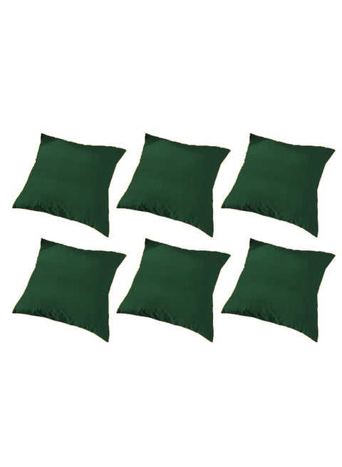 6 Piece Square Velvet Soft Cushion Set Dark Green