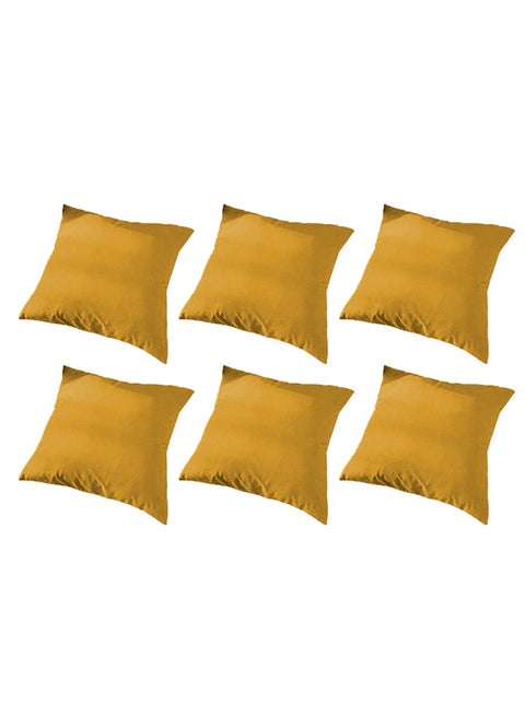 6 Piece Square Velvet Soft Cushion Set Gold