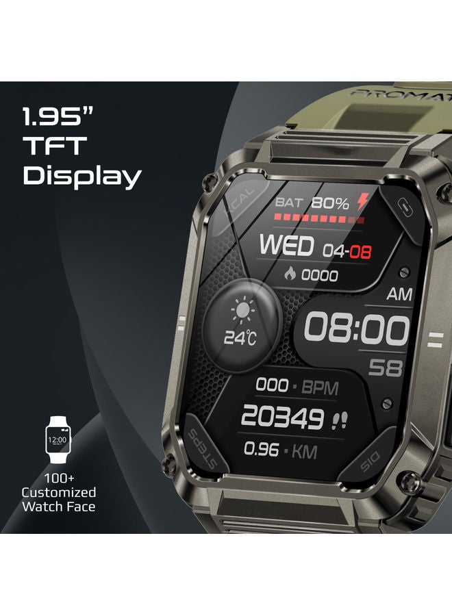 PROMATE - 400 mAh Smart Watch, Rugged Bluetooth 5.1 Fitness Tracker With 1.95” Tft Display, 12 Day Battery Life, 100 Watch Faces, 100 Sports Modes And Ip67 Water Resistance For Iphone 14,15 Galaxy S22, Xwatch-S19 MNG - Image 1