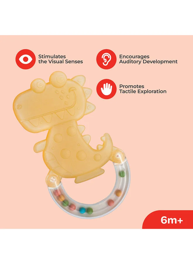 مون Fuzzy Friends Soft Baby Rattle And Sensory Teether Early Development Learning Montessori Toy Birthday Gifts Boy Girl 6m And Above Dino