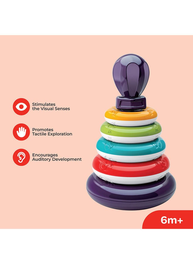 Moon Ring Tower-Educational Tumbler Stacking Nesting 7 Pcs Stacking For 6M And Above Baby Montessori Sensory Toys Multicolour  - Image 2