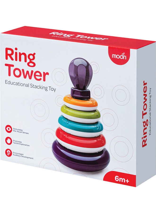 Moon Ring Tower-Educational Tumbler Stacking Nesting 7 Pcs Stacking For 6M And Above Baby Montessori Sensory Toys Multicolour  - Image 5