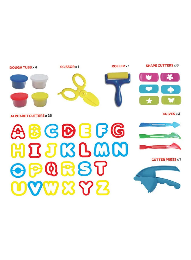 Moon Dough Creation Alphabet Cutter Set For 3 Years And Above DIY Clay Toys – 4 X 56 G