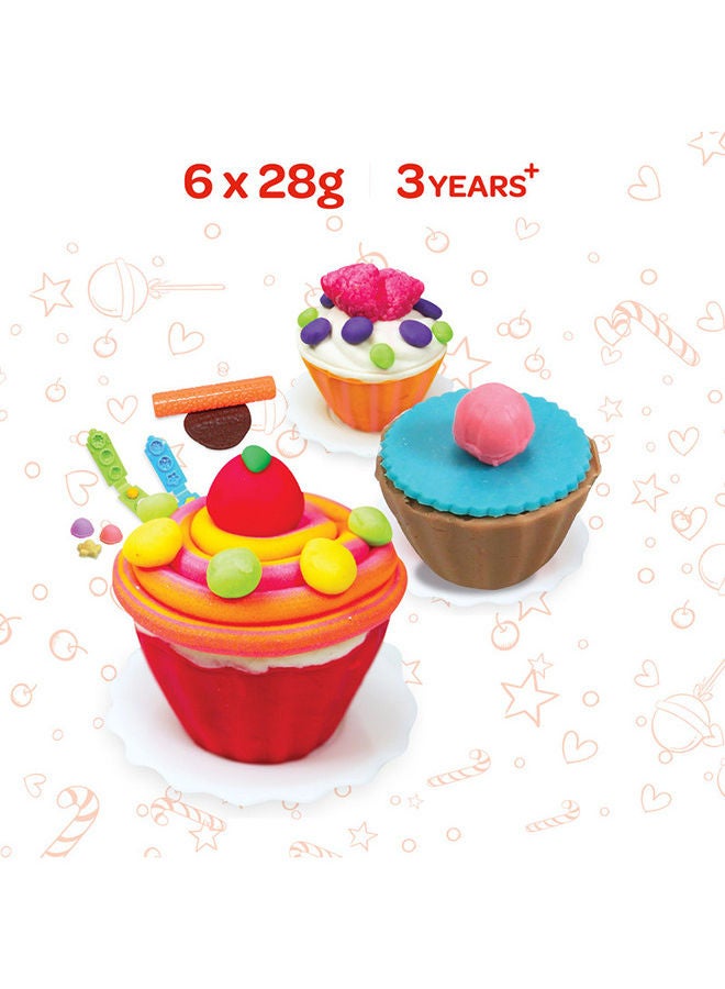 Moon Dough Creation Cup Cake Set  For 3 Years And Above DIY Clay Toys – 6 X 28 G  - Image 3