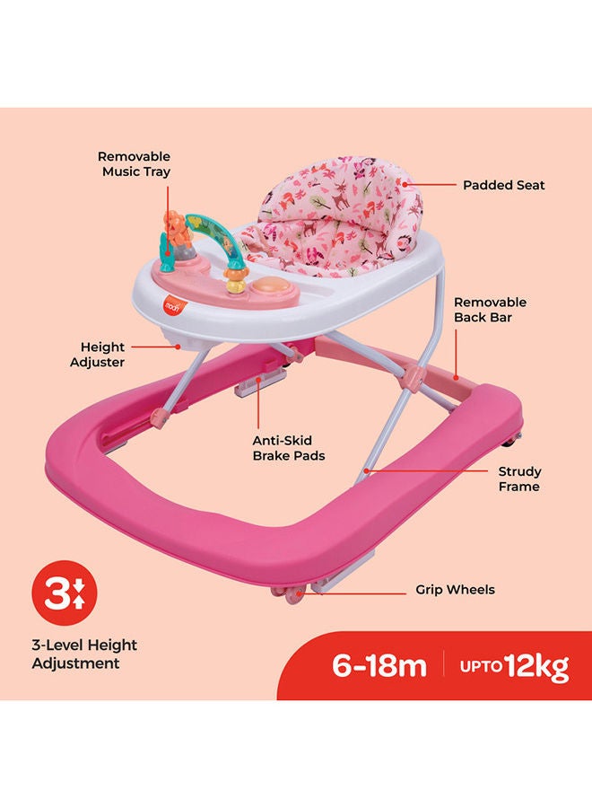 Stride Baby Walker With Music-Food Tray For 6 Months To 18 Months - Rose Pink - v1687842286/N53417418A_2