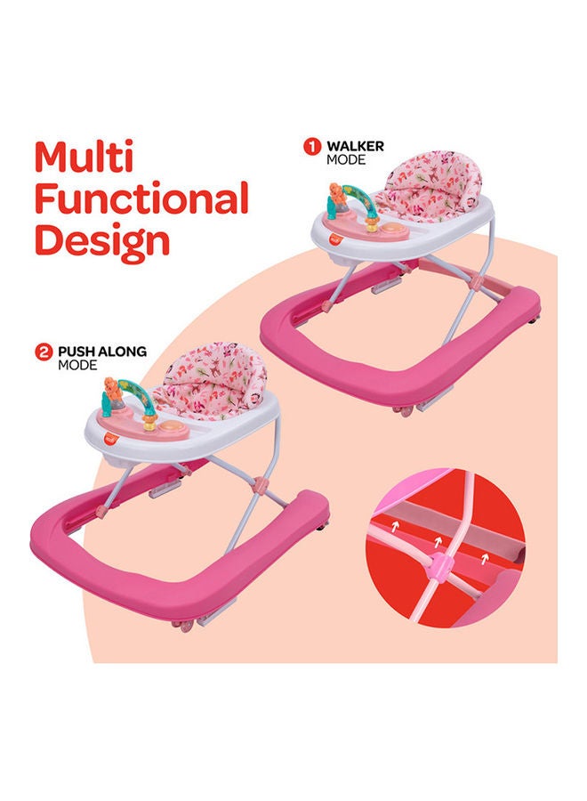 Moon Stride Baby Walker With Music-Food Tray For 6 Months To 18 Months - Rose Pink  - Image 3