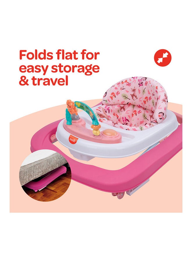 Moon Stride Baby Walker With Music-Food Tray For 6 Months To 18 Months - Rose Pink  - Image 4