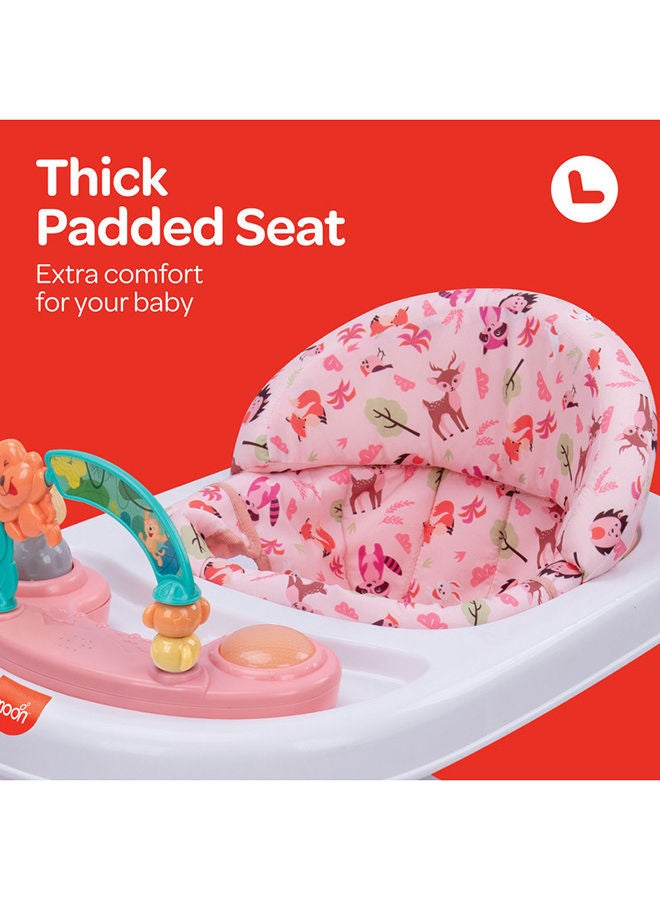 Moon Stride Baby Walker With Music-Food Tray For 6 Months To 18 Months - Rose Pink  - Image 5